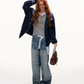 Plaid Patched Hood Jacket / Long Sleeve Top / Denim Pants ASG0048