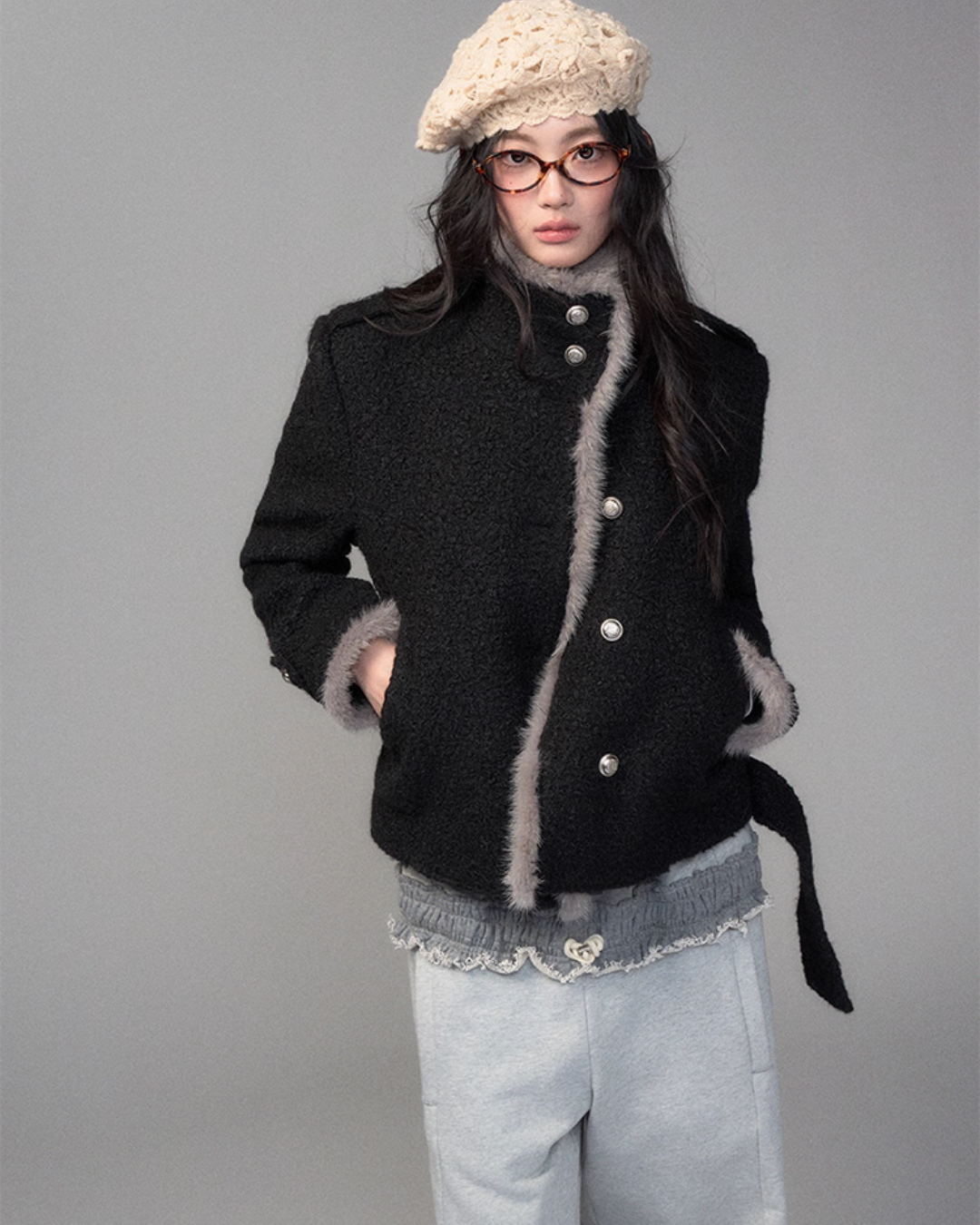 Stand Collar Wool Coat TRK0007