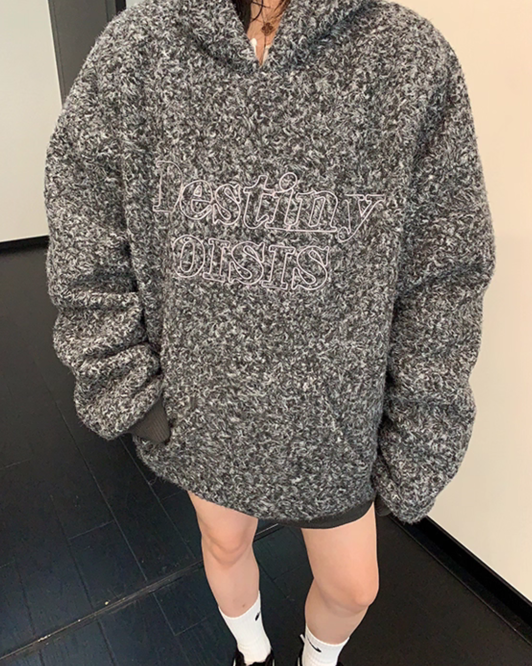 Retro Tweed Pullover Hoodie YLS1013