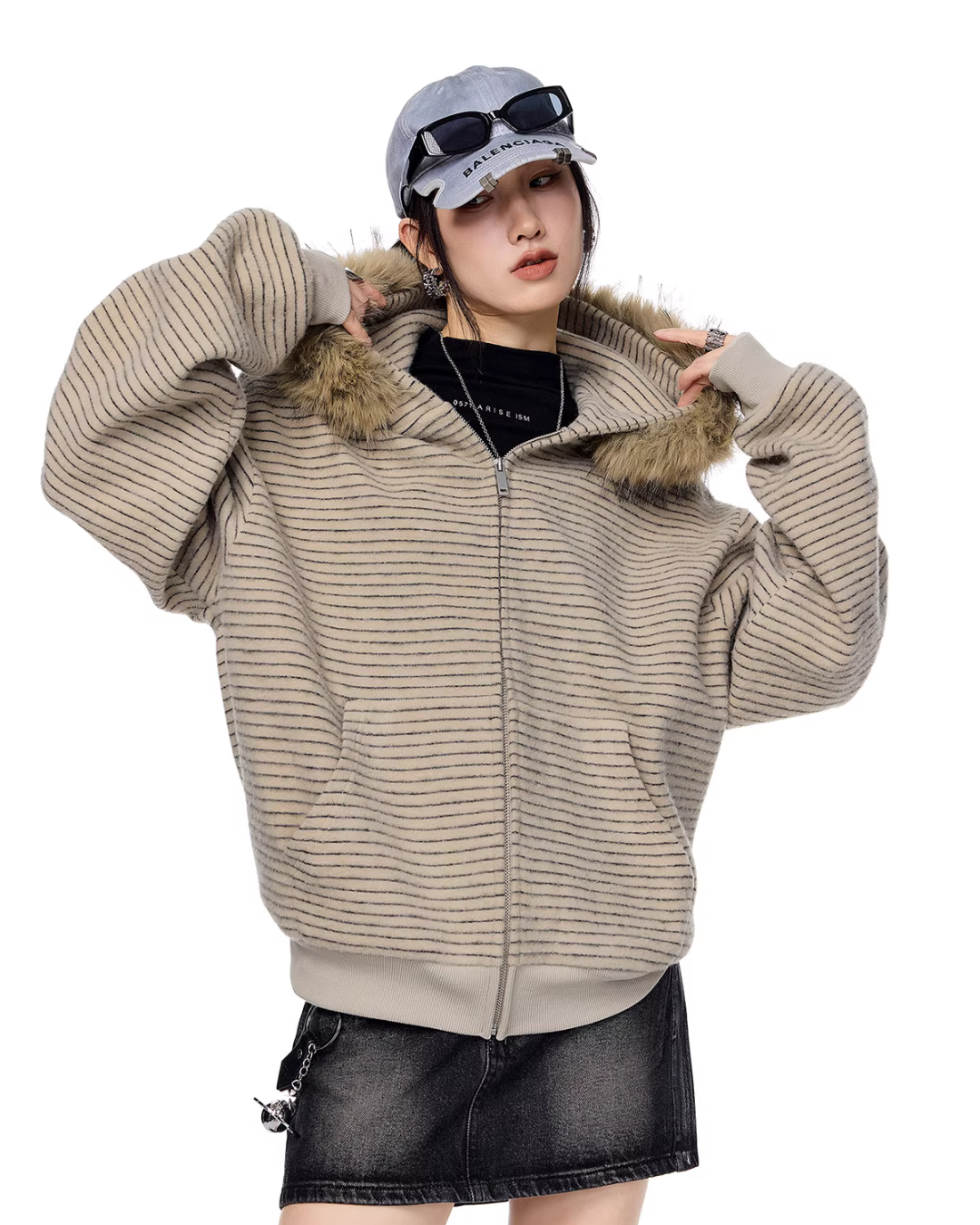 Thin Stripe Zip Hoodie ICM0118