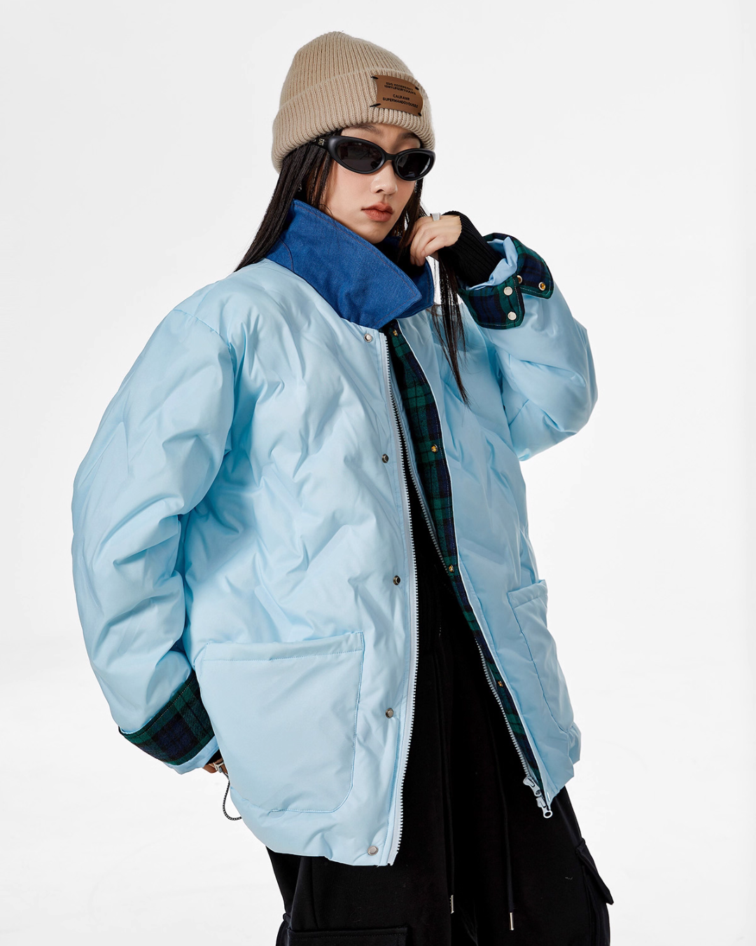Color Block Collar Down Jacket ICM0108