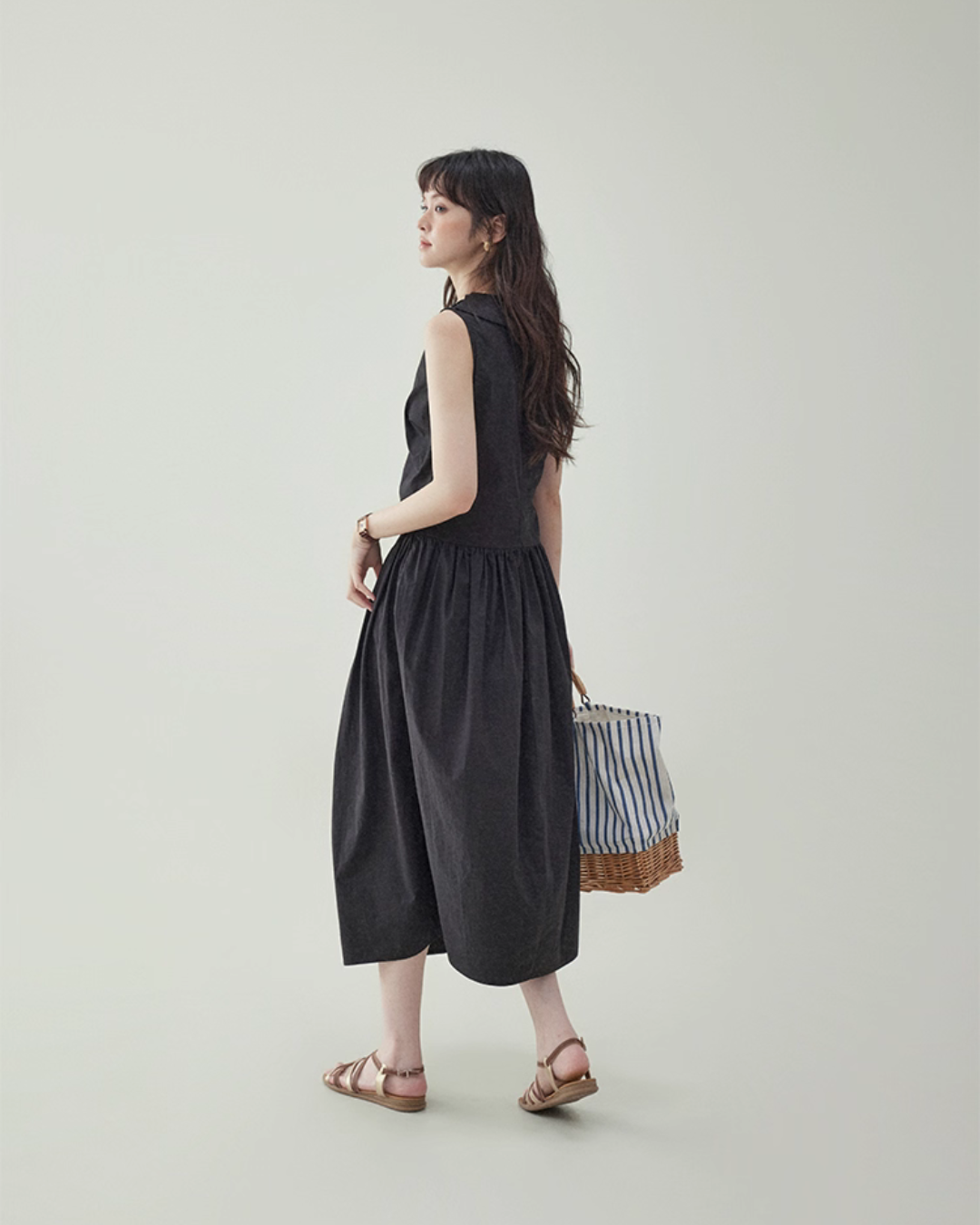 Black Waist Belt Sleeveless Dress AMU0029