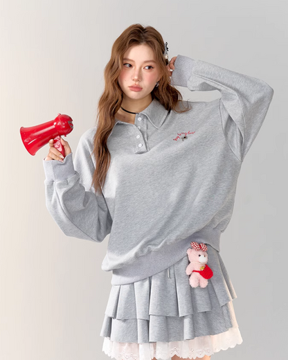Polo Sweat Top / Sweat Frill Skirt ASG0019