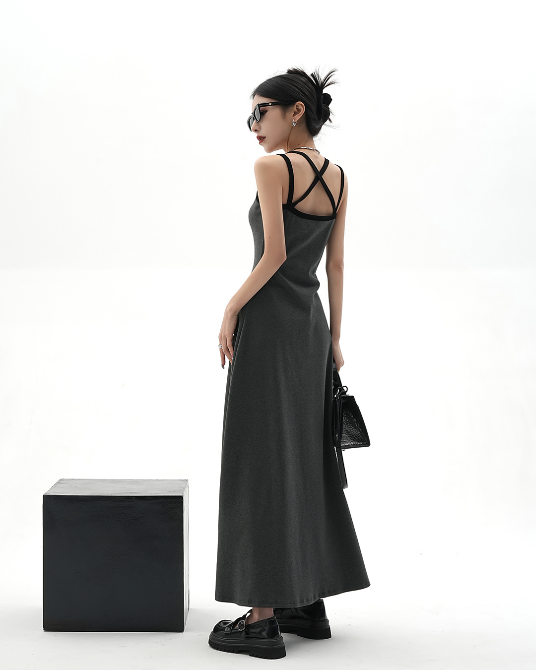 Street Slim Black Camisole Dress SRS0001