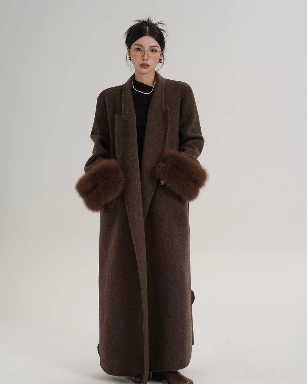 Fur Cuff Long Coat SRS0403