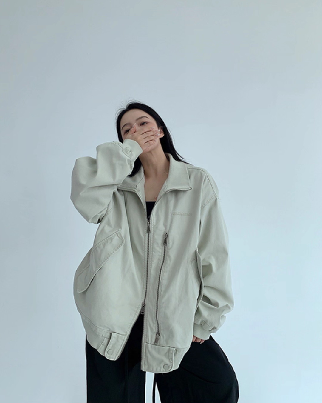 Double Zipper Stand Collar Jacket YLS0933