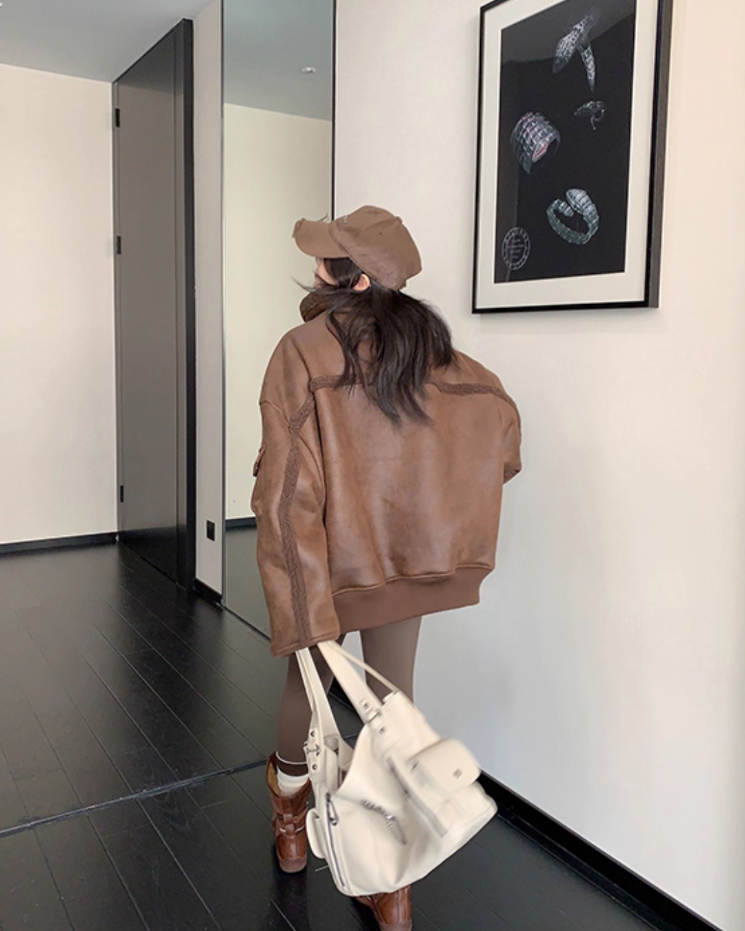 Vintage Leather Faux Fur Jacket YLS1005