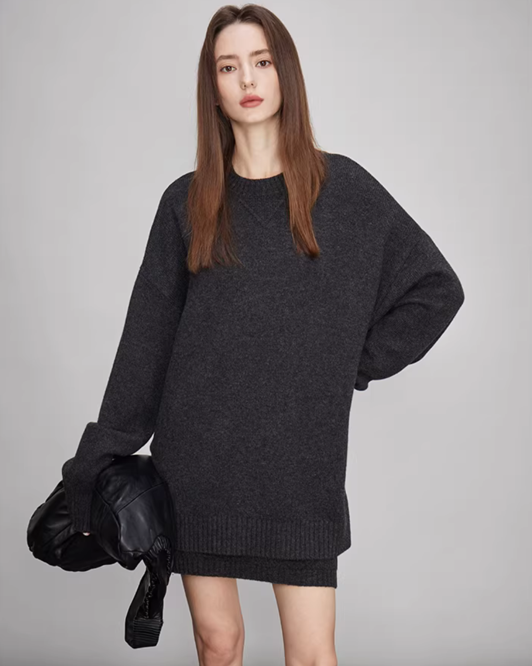 Sheep Wool Pullover Knit Top / Waist Short Skirt TEO0004
