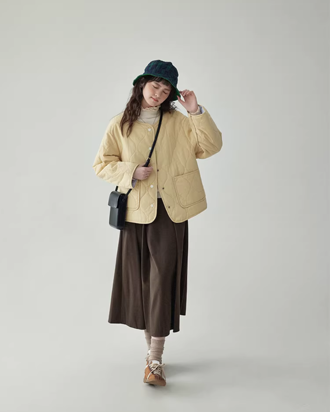 Wave Quilting Collarless Jacket AMU0045