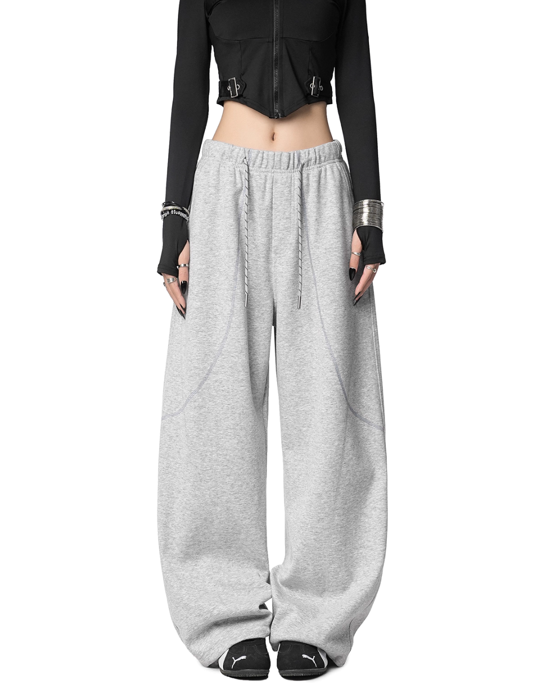 Color Contrast Stitch Sweat Pants ICM0105