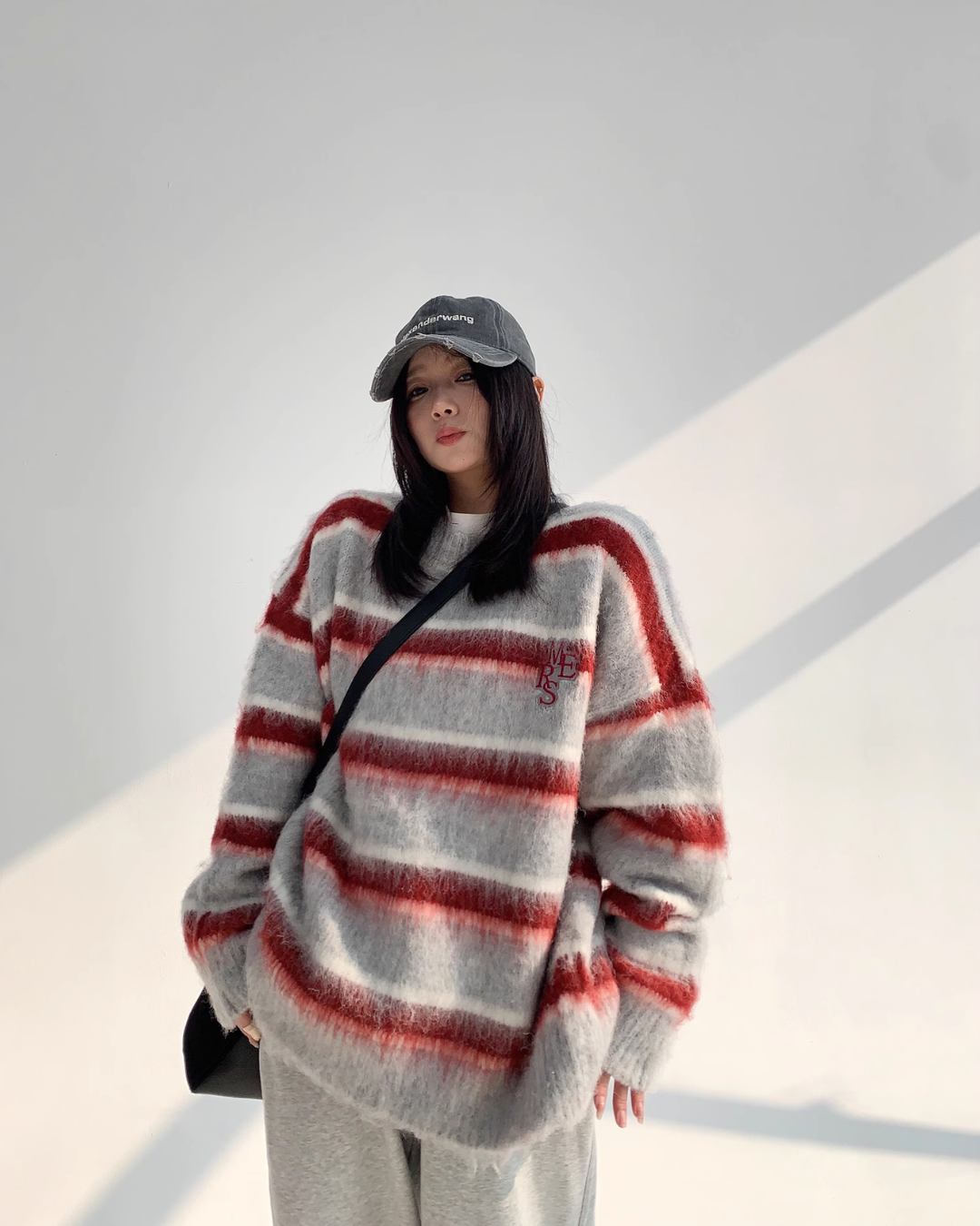 Border Shaggy Knit Tops YLS0713