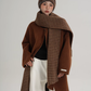 Collarless Coat with Checkered Scarf SRS0405