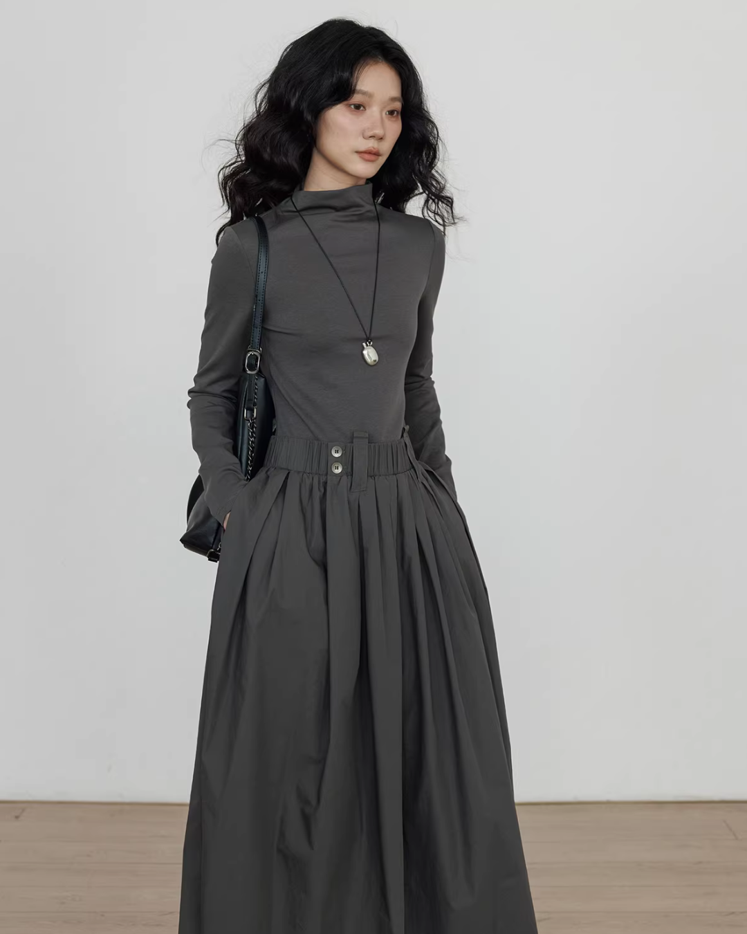 Half-Turtleneck Long Dress VAS0185