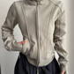 High-Neck Hooded Zip-Up Hoodie YLS1057