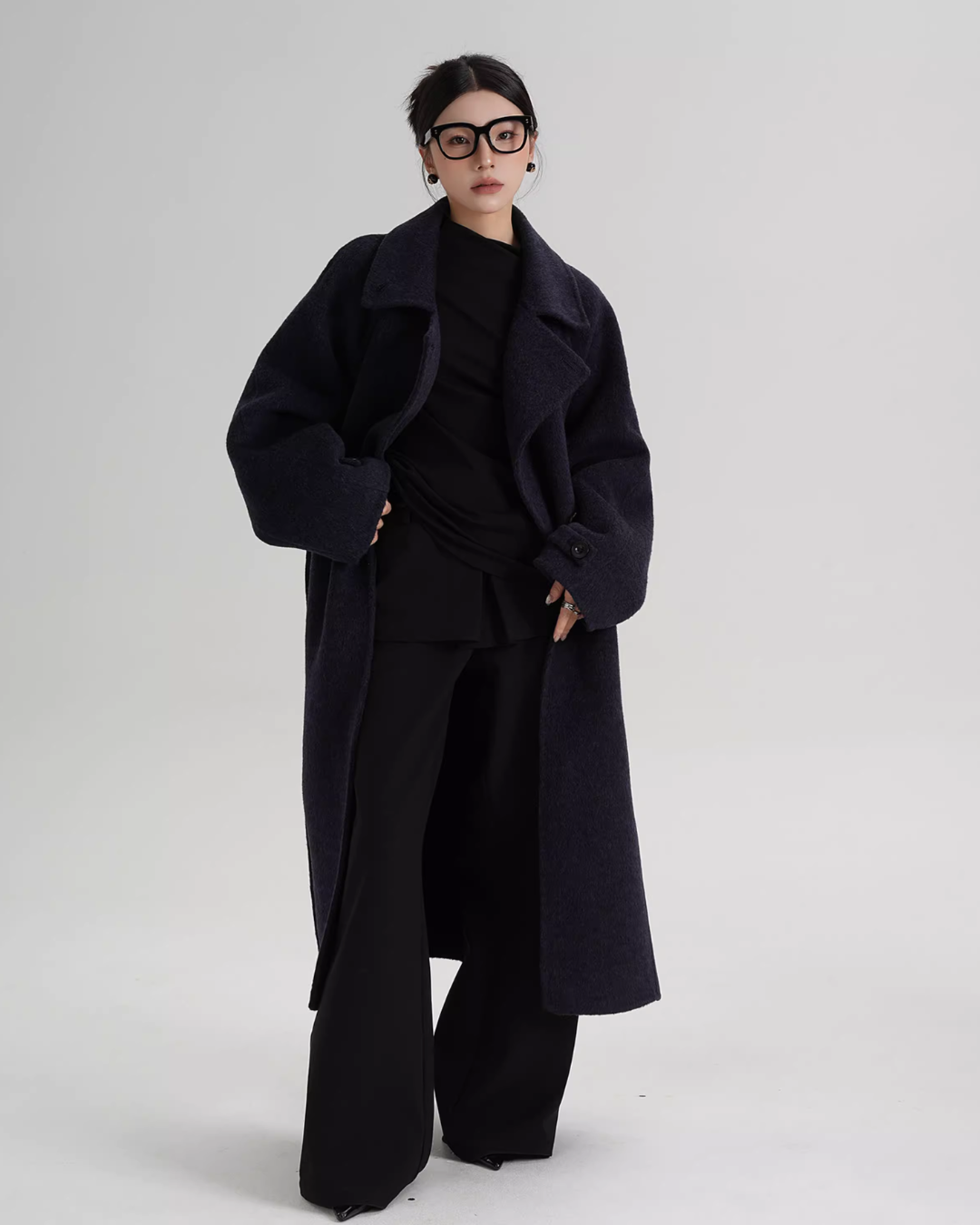 Stand Collar Long Loose Wool Coat SRS0361