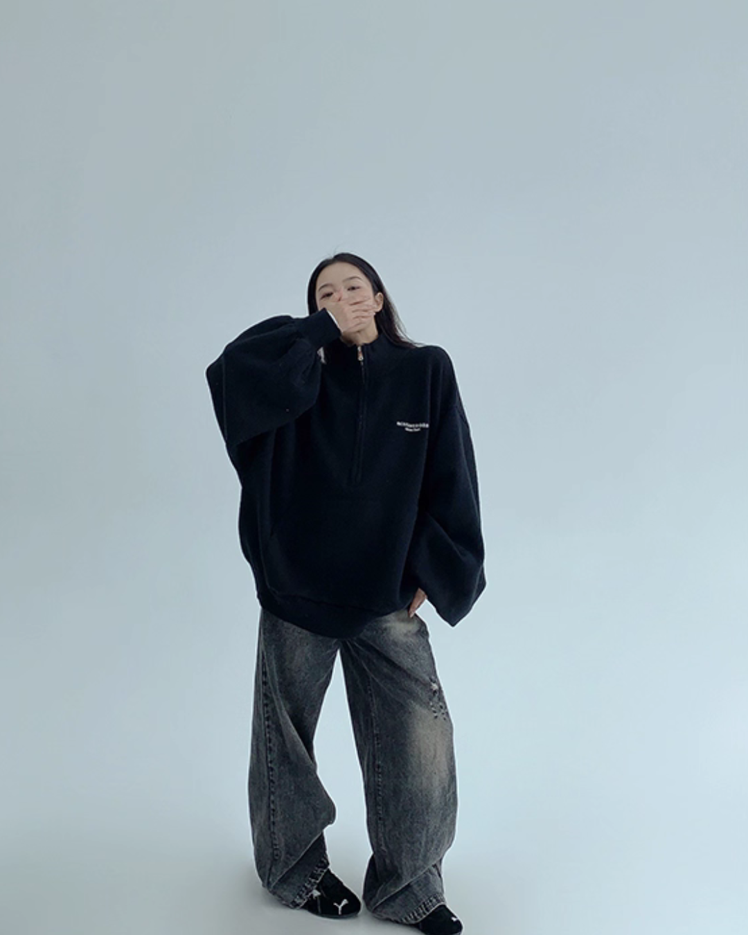 Half-Zip Sweatshirt Top YLS1009
