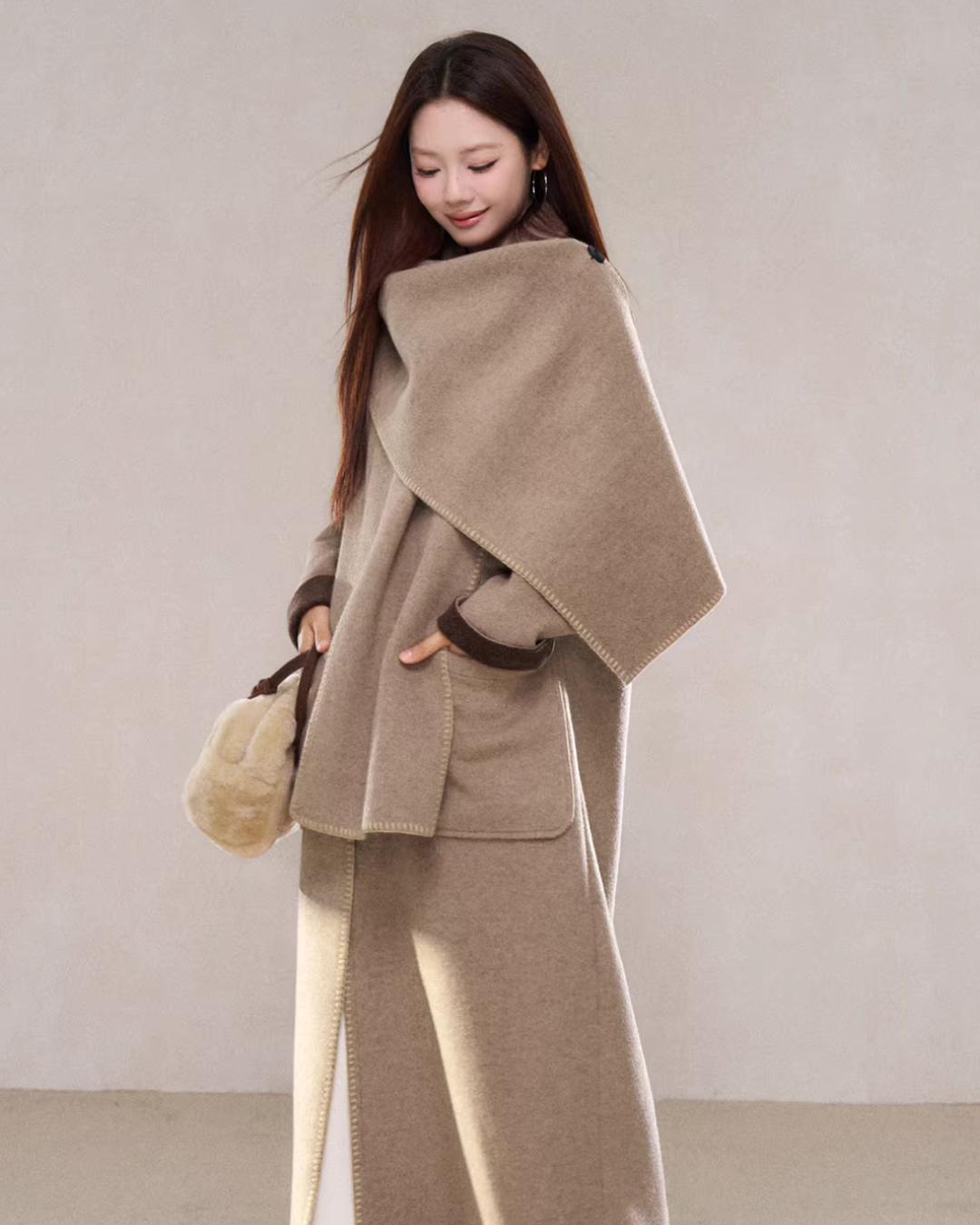 Scarf Collar Wool Coat WDB0004