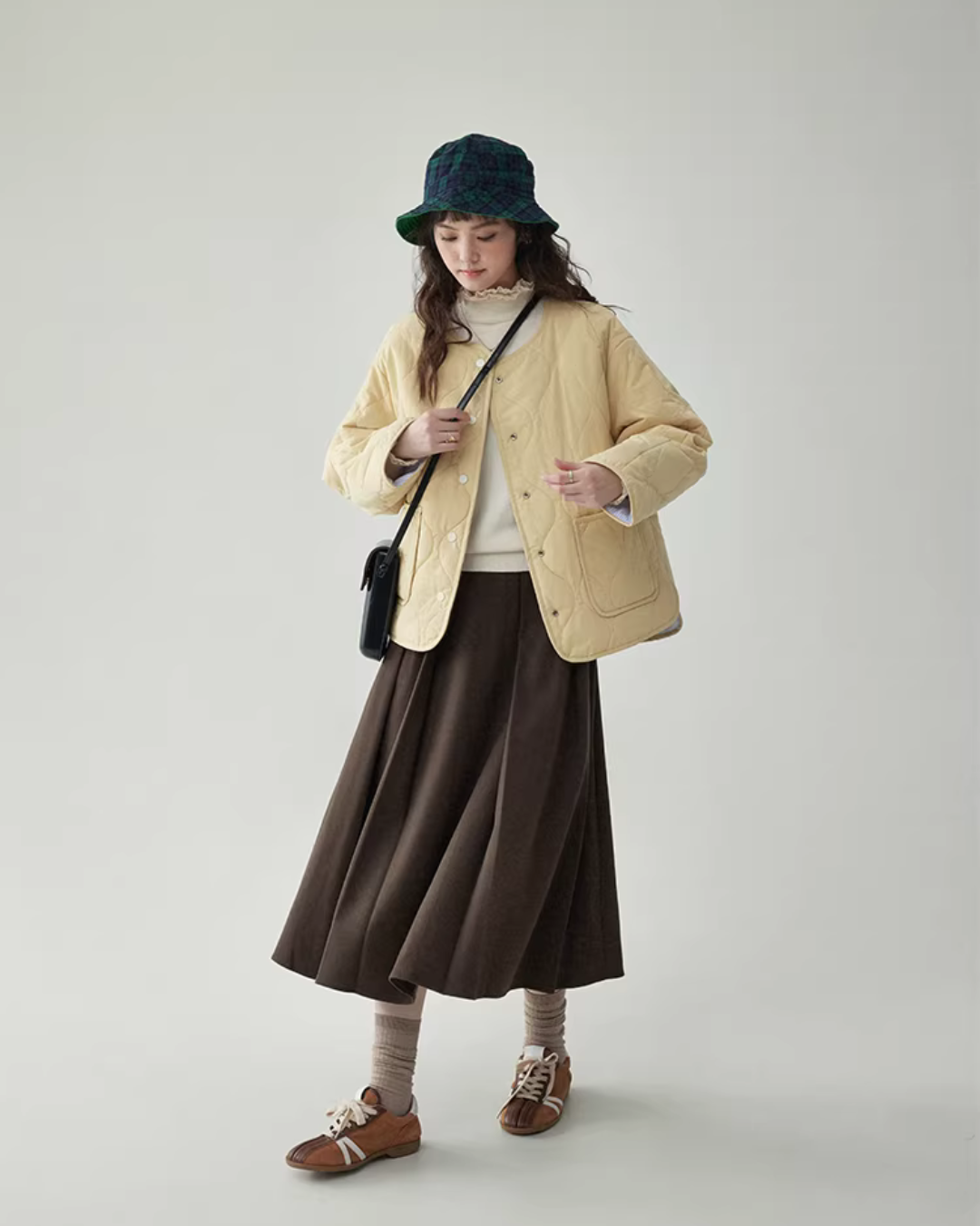 Wave Quilting Collarless Jacket AMU0045
