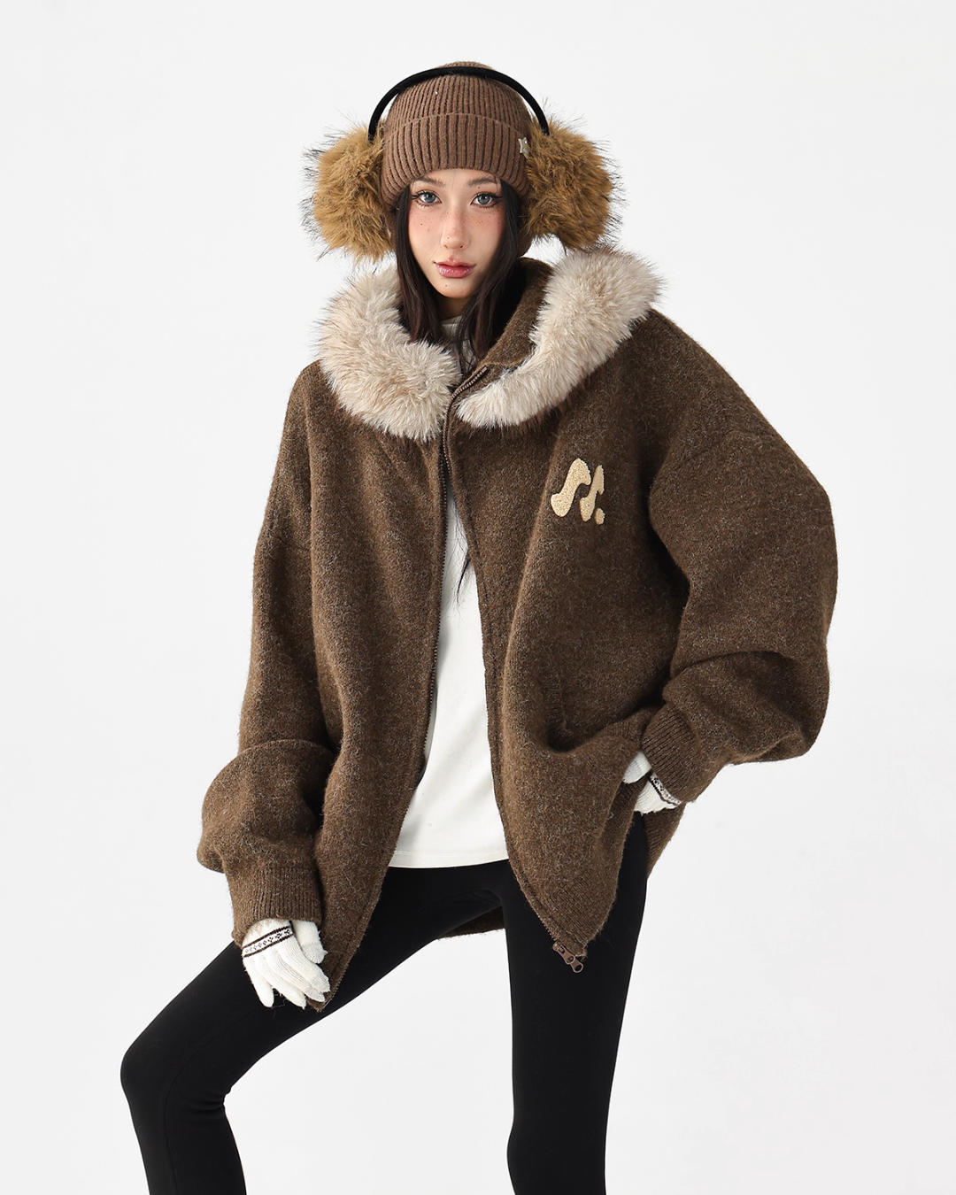 Fur Hood Knit Hoodie ACS0344