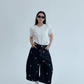 Heart Embroidery Design Wide Denim Pants YLS0851