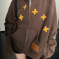 Patch Embroidered Distressed Hoodie  YLS1047