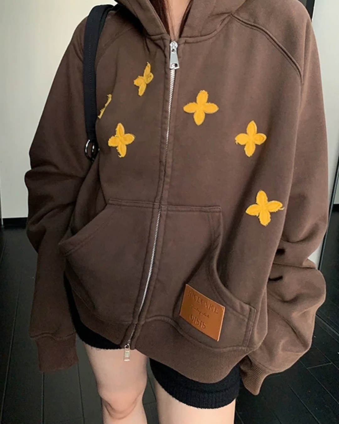 Patch Embroidered Distressed Hoodie  YLS1047