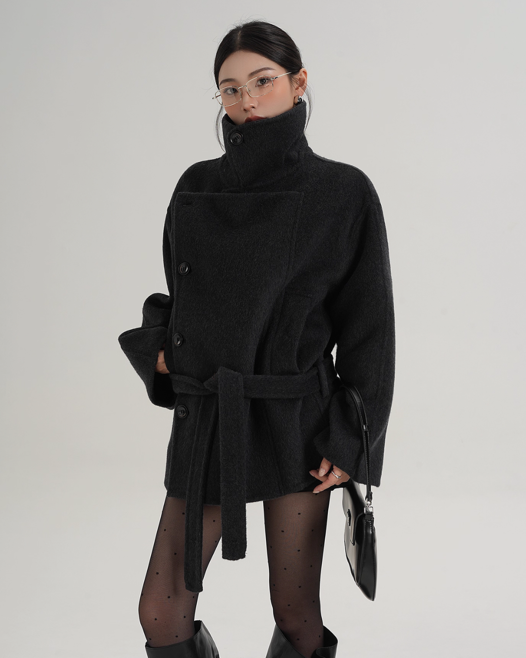 Stand Collar Wool Trench Coat SRS0376