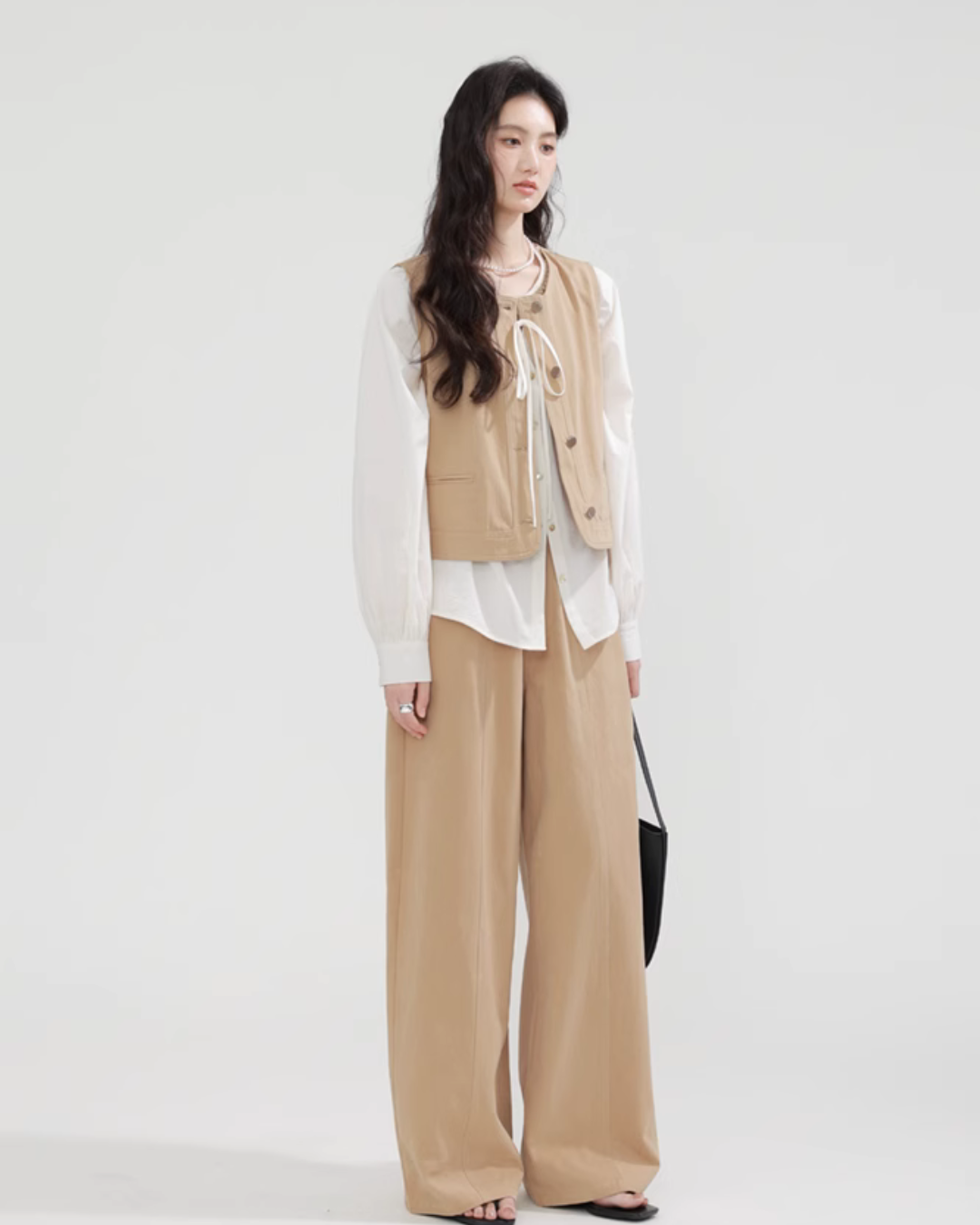 No Collar Balloon Sleeve Top / Vest / Pants CHS0002