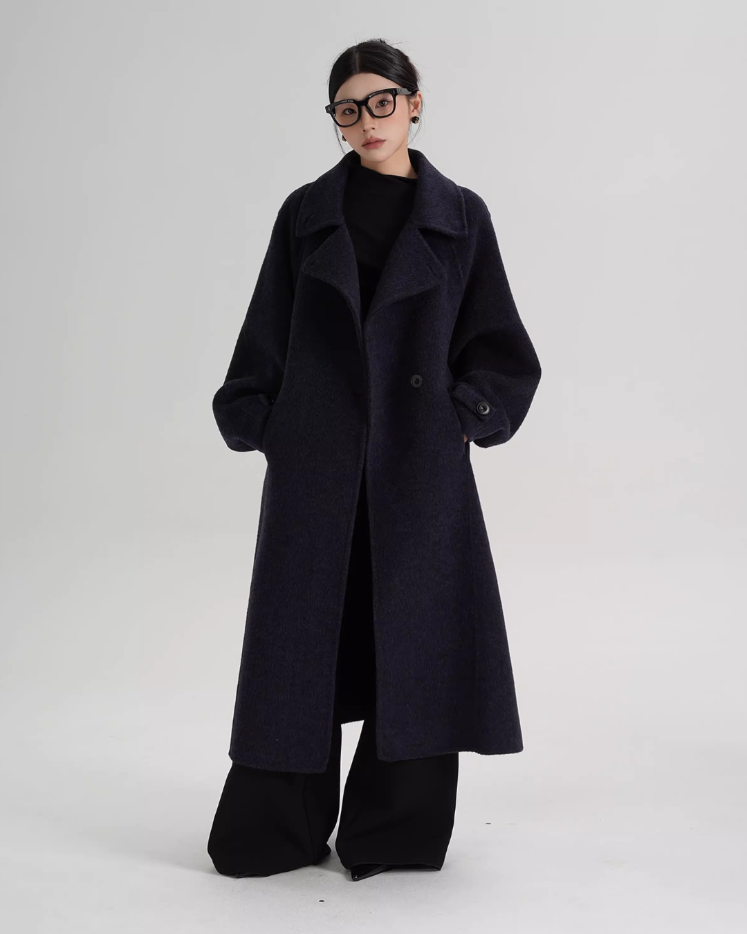Stand Collar Long Loose Wool Coat SRS0361