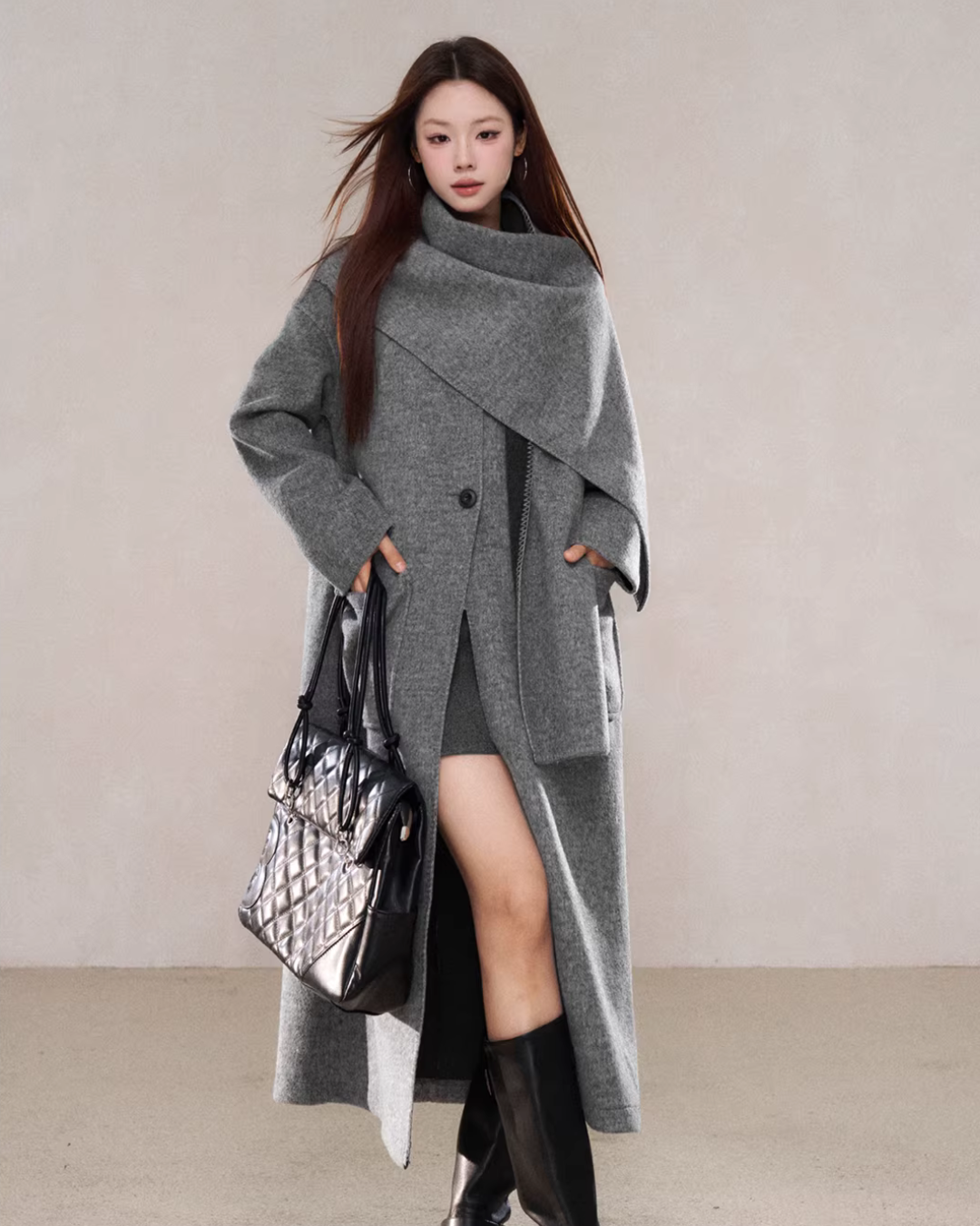 Scarf Collar Wool Coat WDB0004