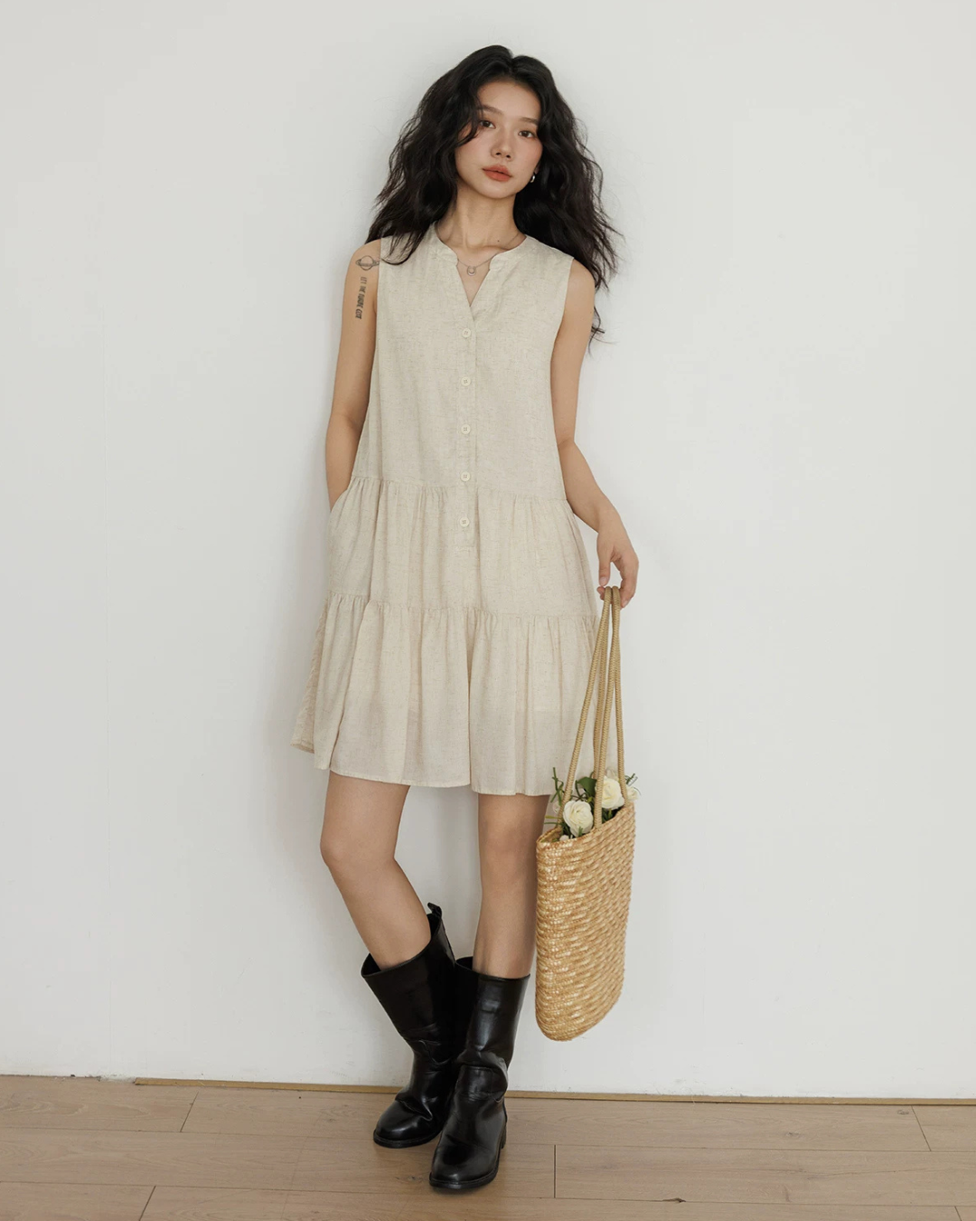 Sleeveless Tiered Mini Dress VAS0202