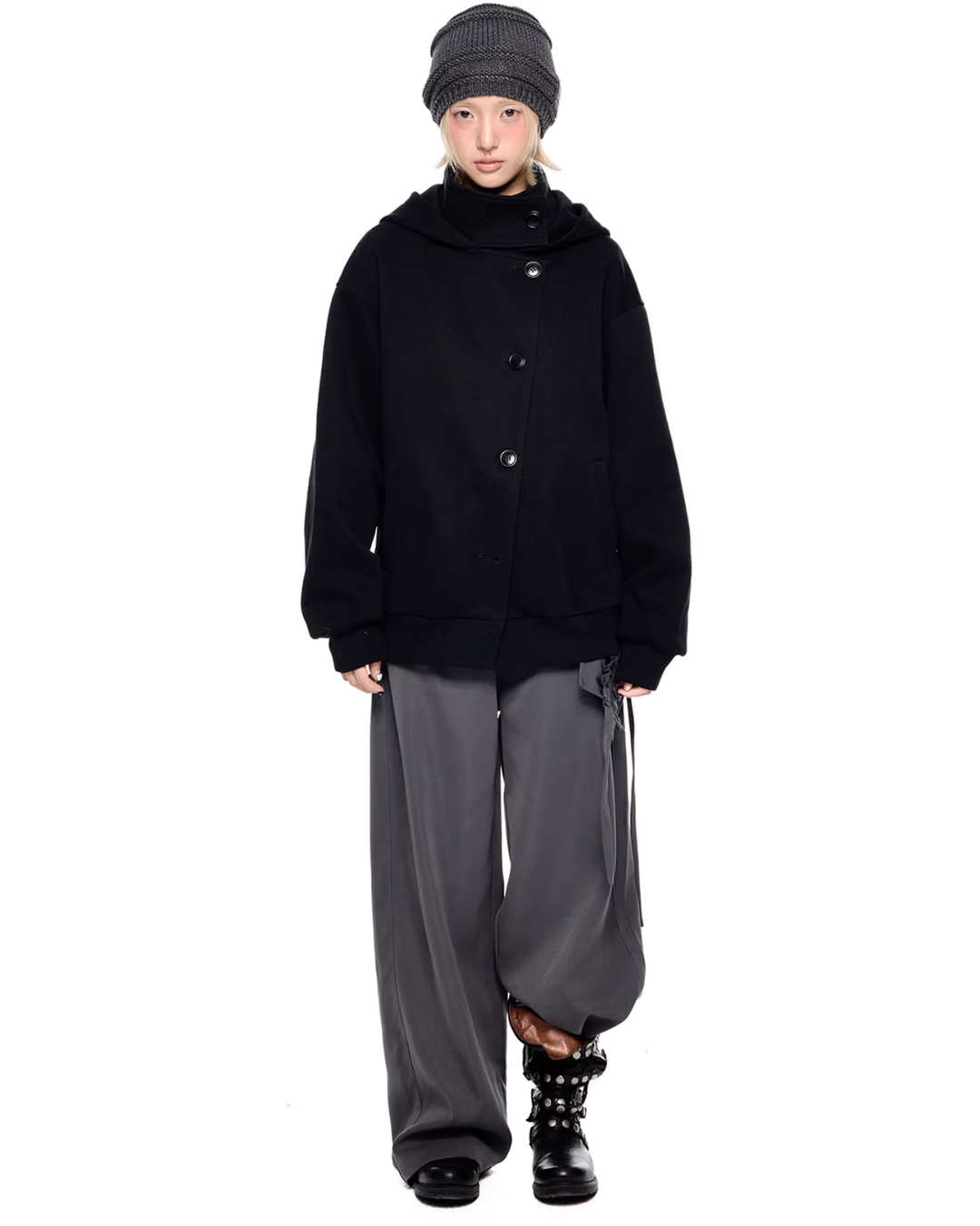 Short Wool Hooded Coat EZK0102