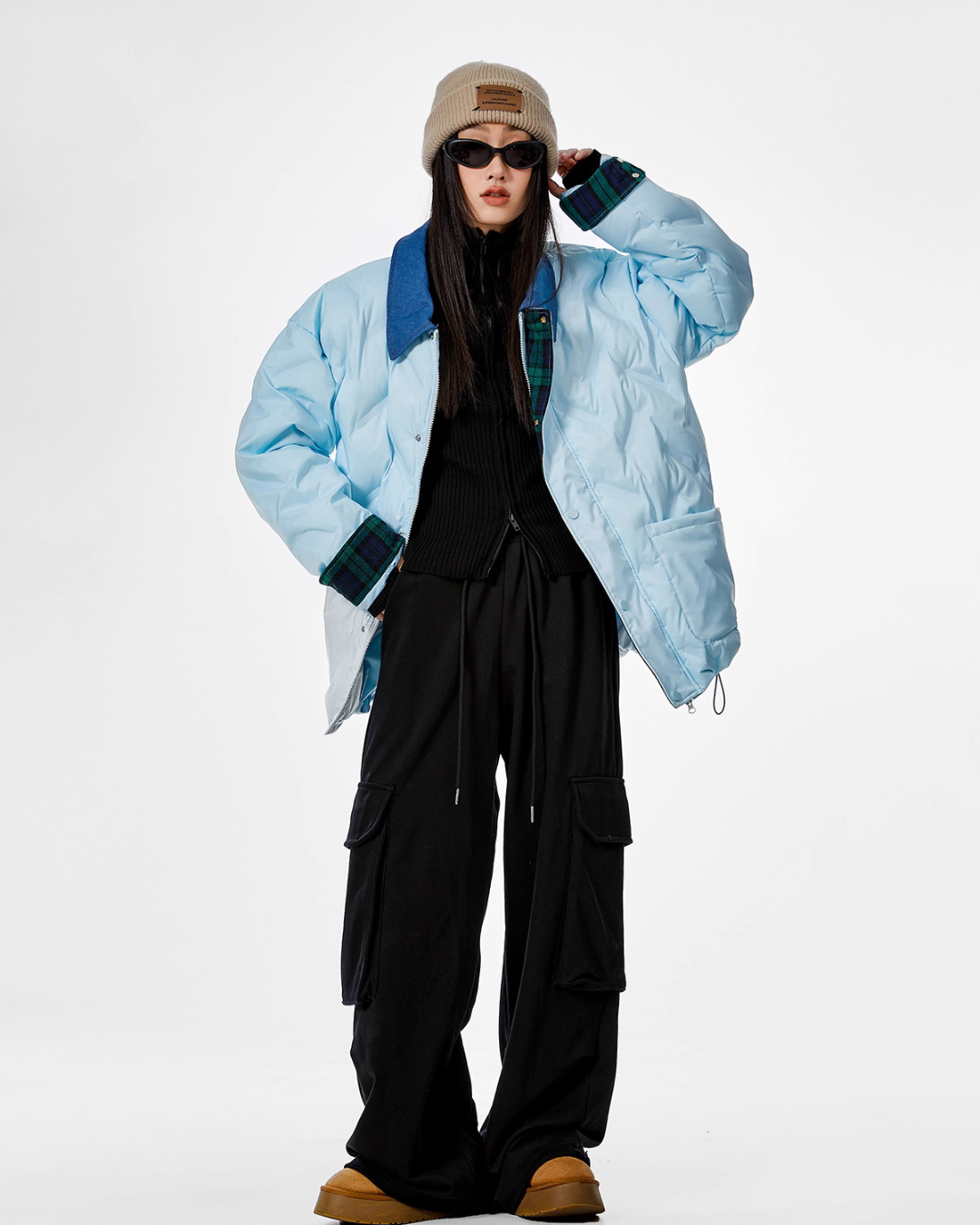 Color Block Collar Down Jacket ICM0108