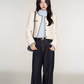 Color Contrast Stitch Tweed Jacket WDB0018