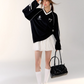 V-Neck Side Line Long Sleeve Top / Flare skirt ASG0007