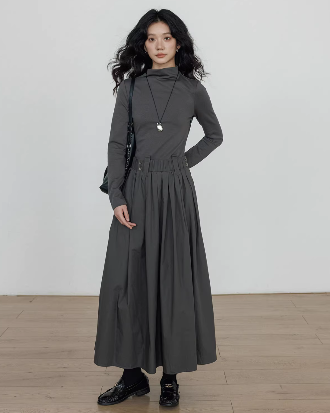 Half-Turtleneck Long Dress VAS0185