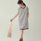 Striped Round Neck T-Shirt Dress AMU0037