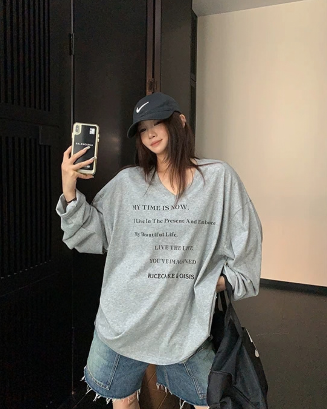 V-Neck Print Long Sleeve T-Shirt  YLS1044