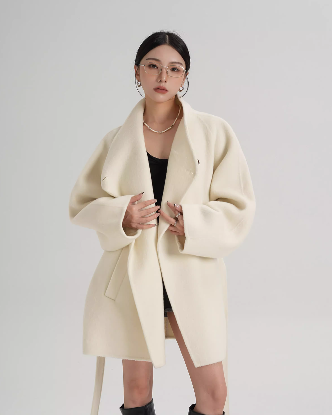 Mid Length Belted Wool Coat SRS0363