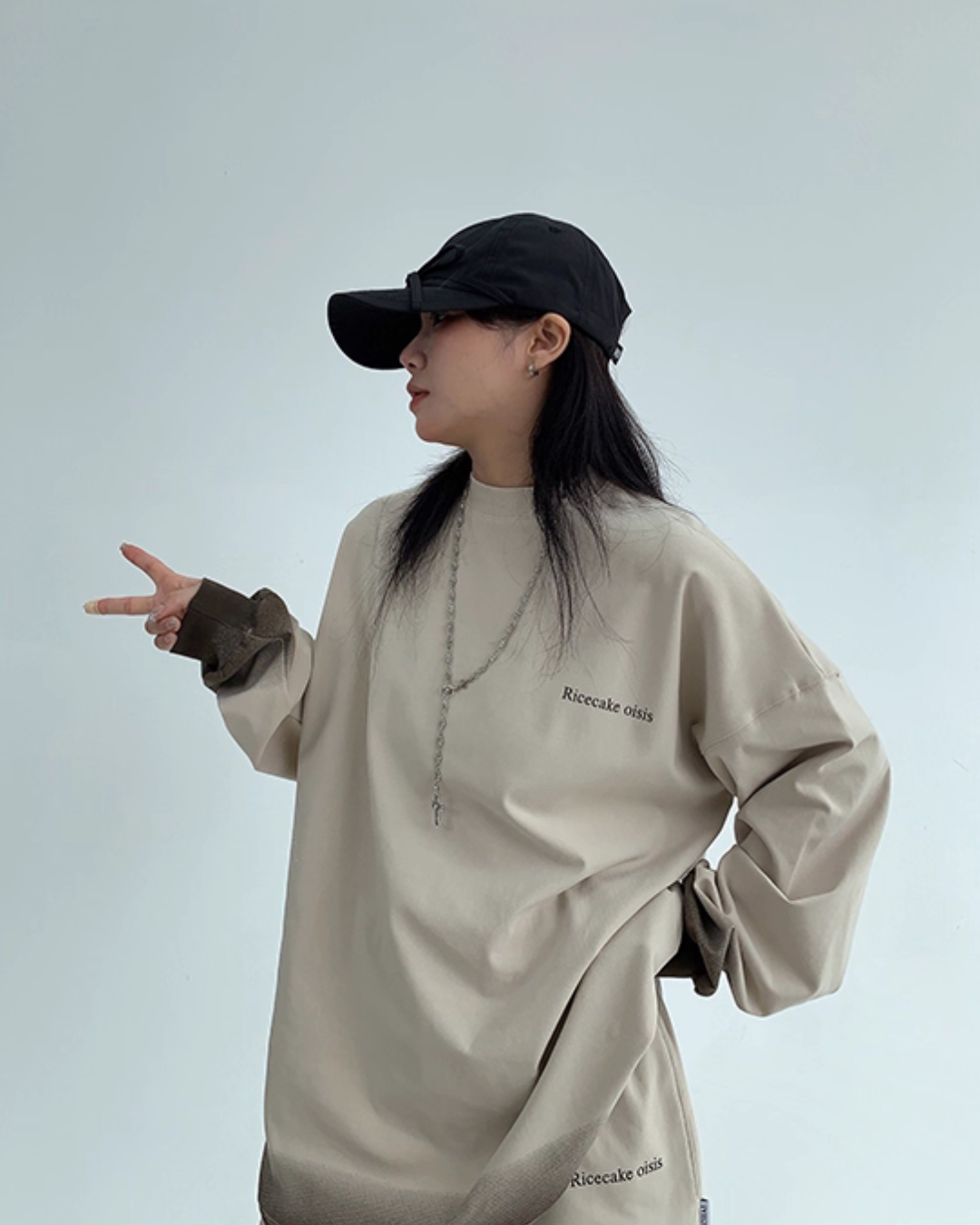 Gradient Loose Long Sleeve Top / Half Pants YLS0885