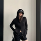 Snap Button Hooded Cardigan YLS1039