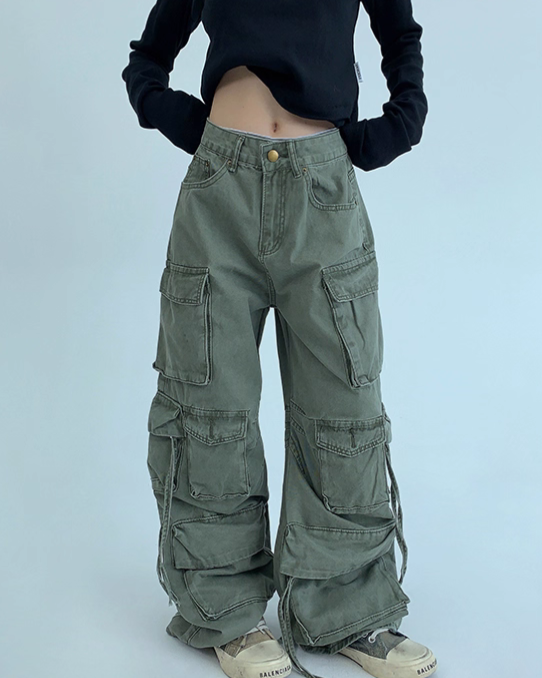 Pocket Design Wide Cargo Pants YLS0889