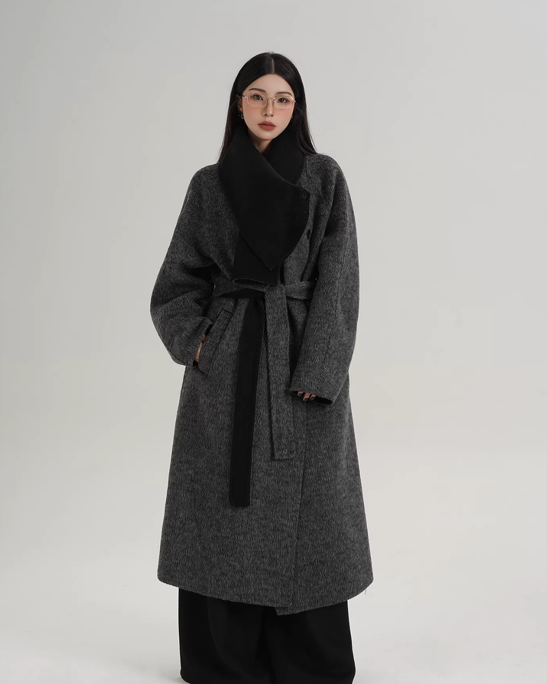 Scarf Design Long Wool Coat SRS0409
