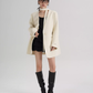 Collarless Wool Coat with Choker SRS0393