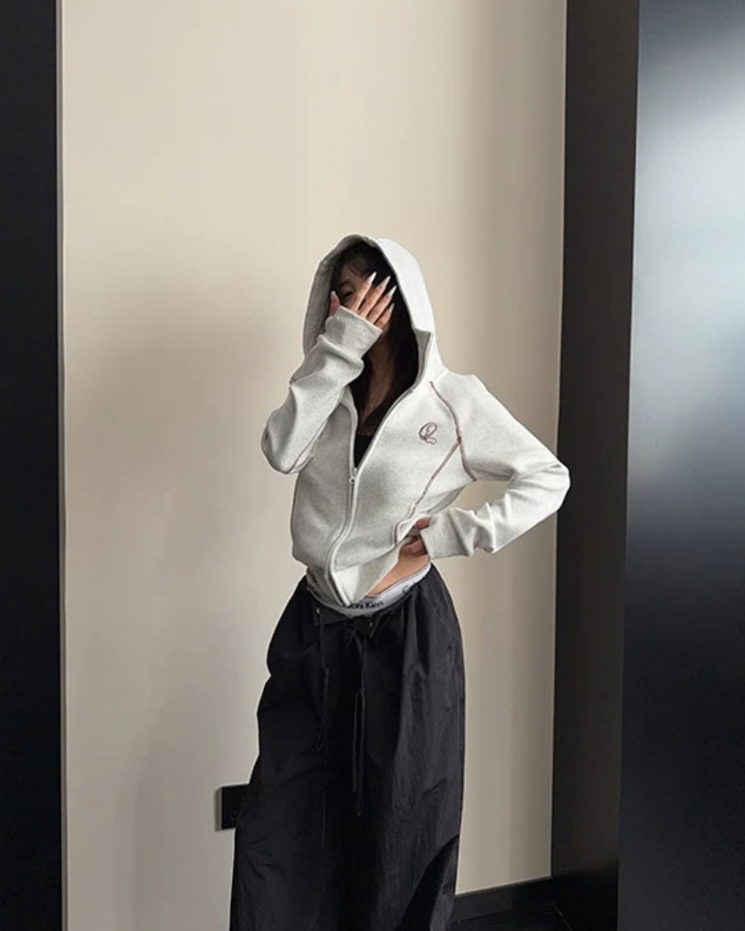 Color-Contrast Stitch Short Jacket YLS1045