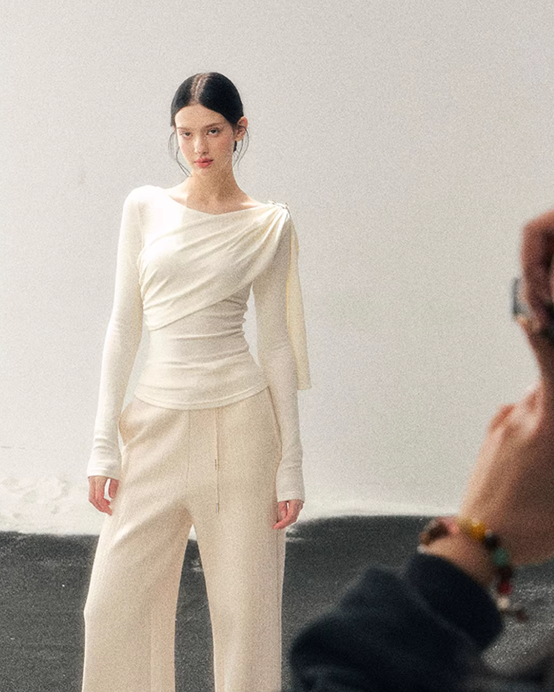 Asymmetric Drape Long Sleeve Top LAS0051