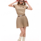 Polo Rib Knit Top / Pleated Skirt MDB0001