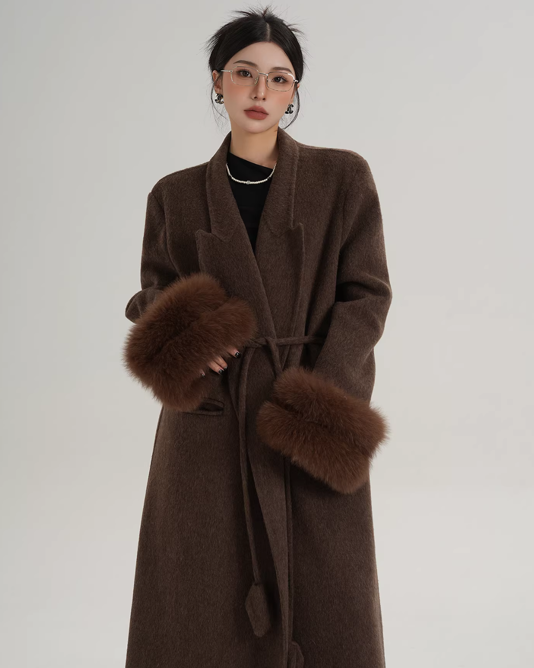 Fur Cuff Long Coat SRS0403