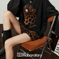 Vintage Printed Long-Sleeve T-Shirt / Leopard Skirt LLA0663