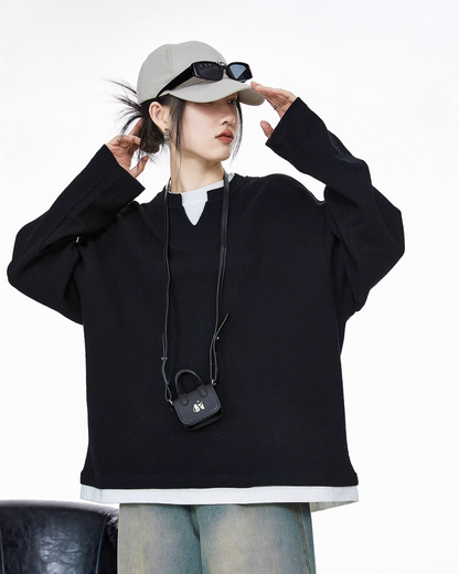 Henry Neck Long Sleeve Top ICM0078
